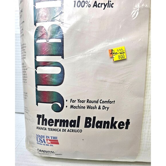 Vintage Jubilee Ivory Full Size 76 x 90 Thermal Blanket Year Round Comfort USA - Picture 3 of 10